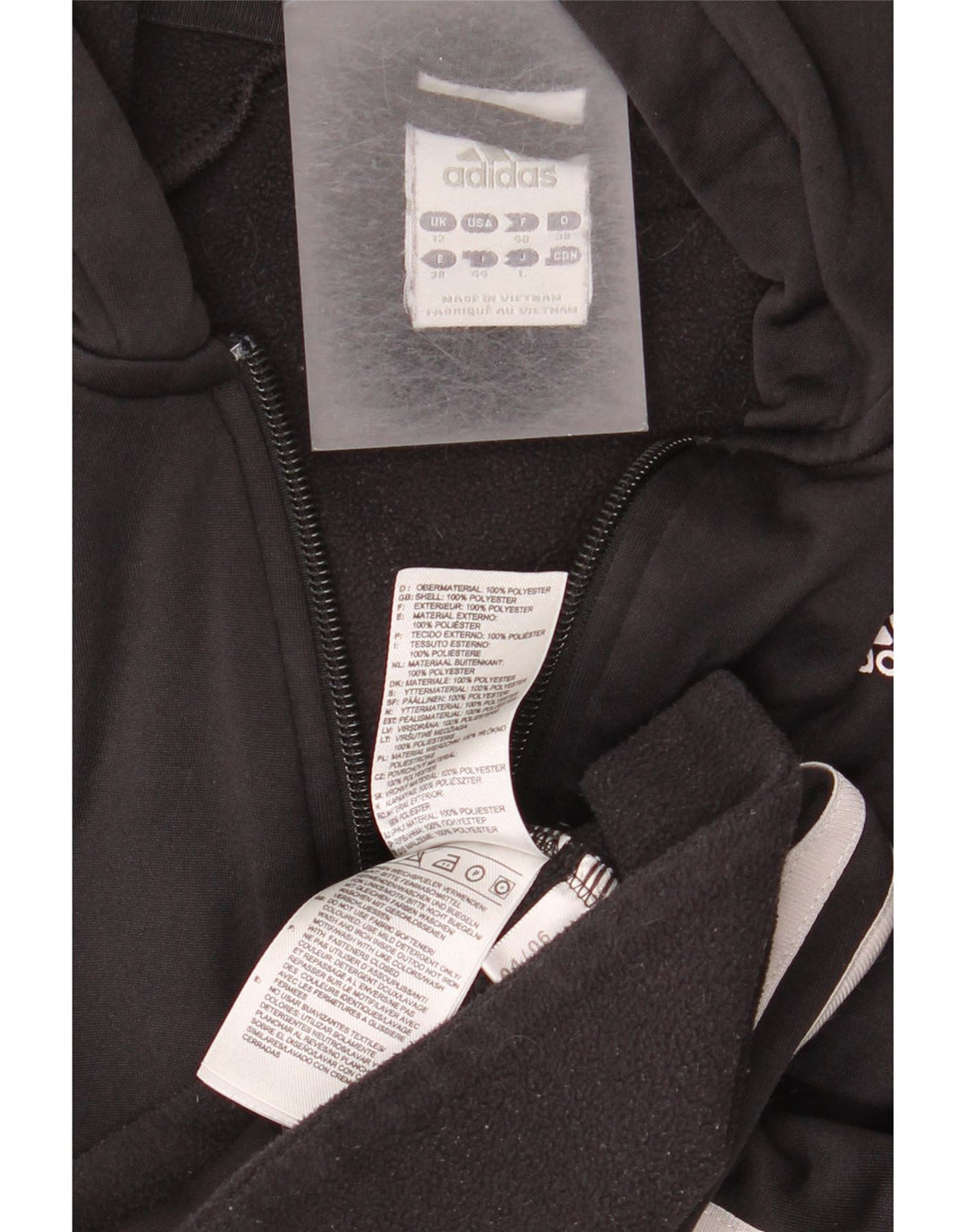 Adidas Climawarm Zip Sudadera con capucha para mujer Reino Unido 12 Mediano Negro Poliéster
