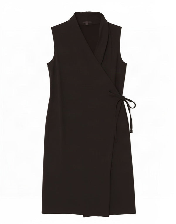 Zara Mujer Vestido Cruzado Sin Mangas UK 40 Small Viscosa Negra