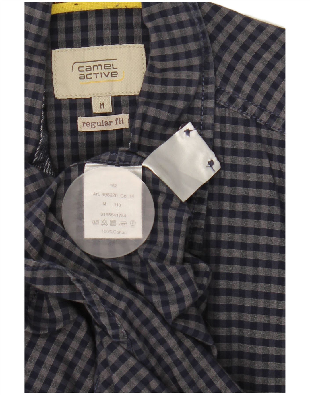 Camisa Camel Active para hombre de corte regular de algodón a cuadros en azul marino medio