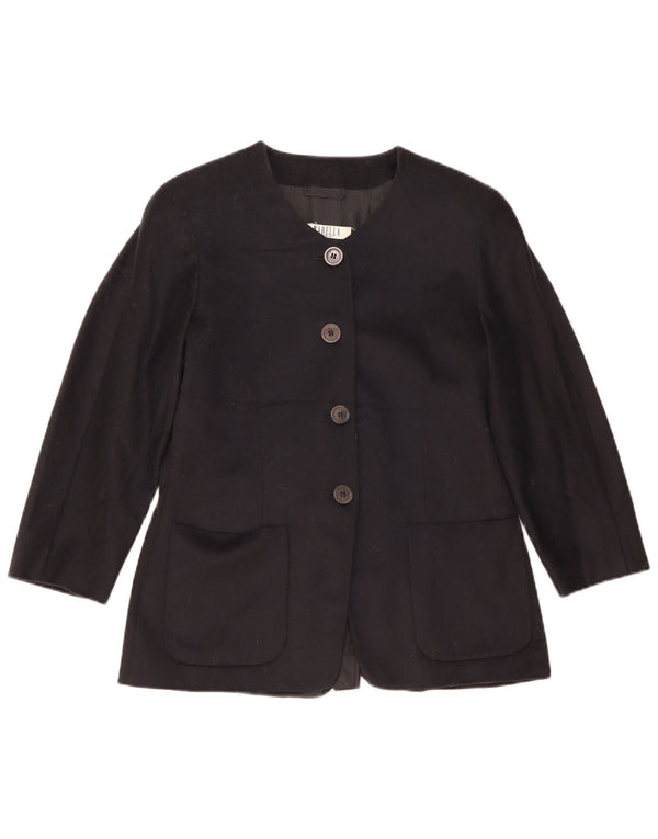 Marella Chaqueta Blazer de 4 Botones para Mujer UK 46 Grande Lana Azul Marino