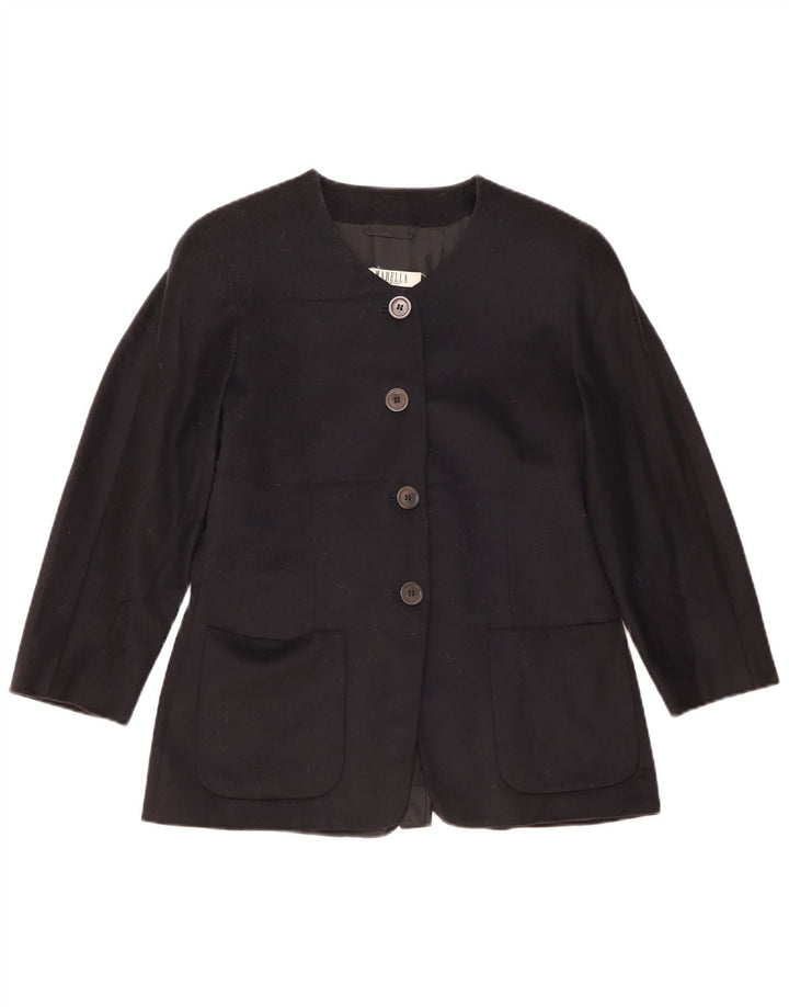 Marella Chaqueta Blazer de 4 Botones para Mujer UK 46 Grande Lana Azul Marino