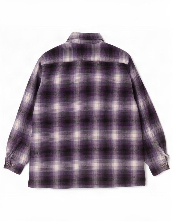 Vintage hombres leñador franela camisa medio púrpura cuadros acrílico