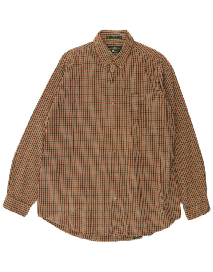Camisa Orvis Hombre Algodón Gingham Caqui Mediano