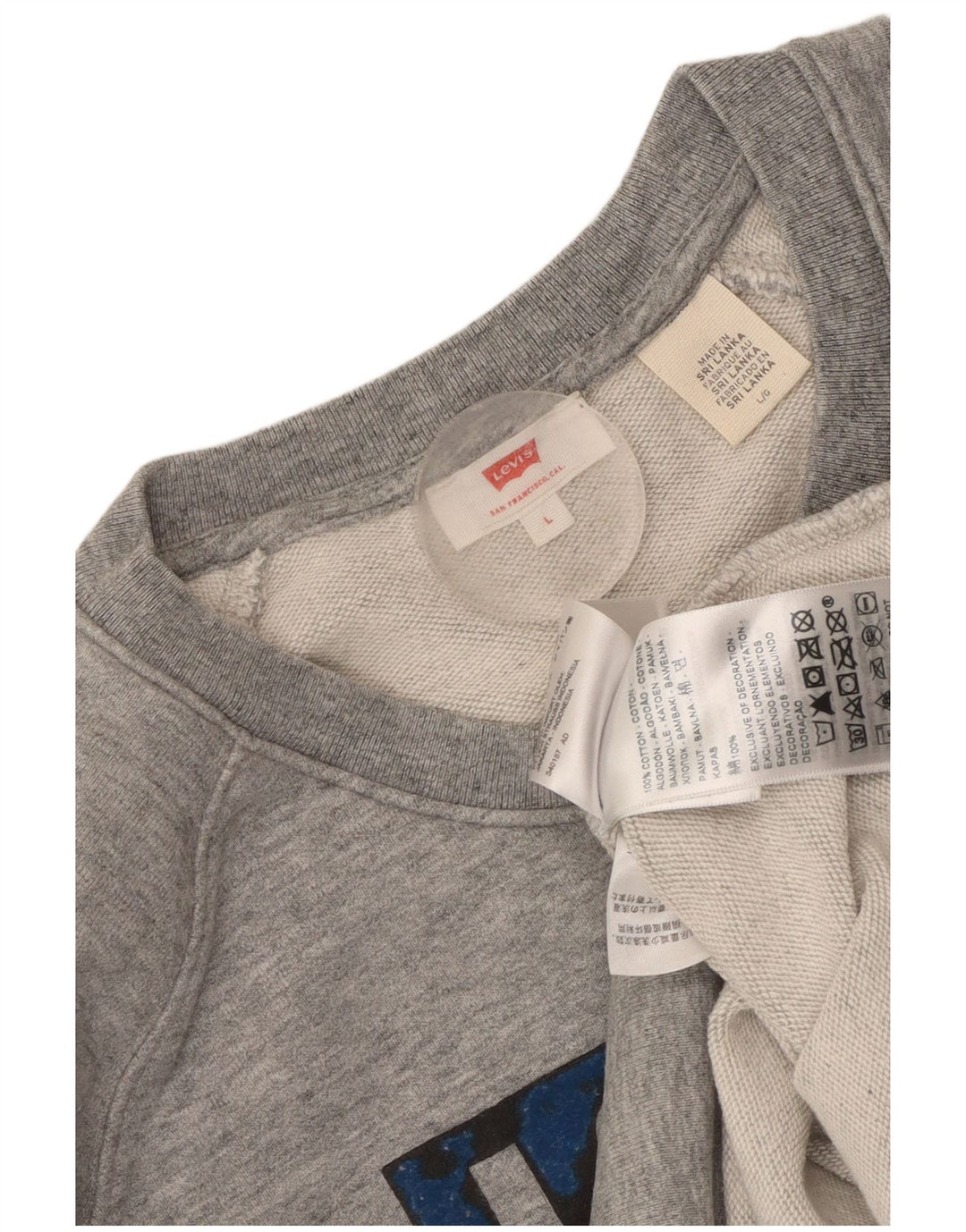 LEVI'S Sudadera con gráfico corto para mujer, talla 40, talla grande, color gris moteado