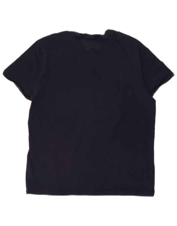 TOMMY HILFIGER Camiseta gráfica para hombre Top Small Azul marino Colorblock