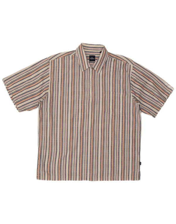 Engbers Camisa De Manga Corta Para Hombre De Algodón A Rayas Multicolor Grande