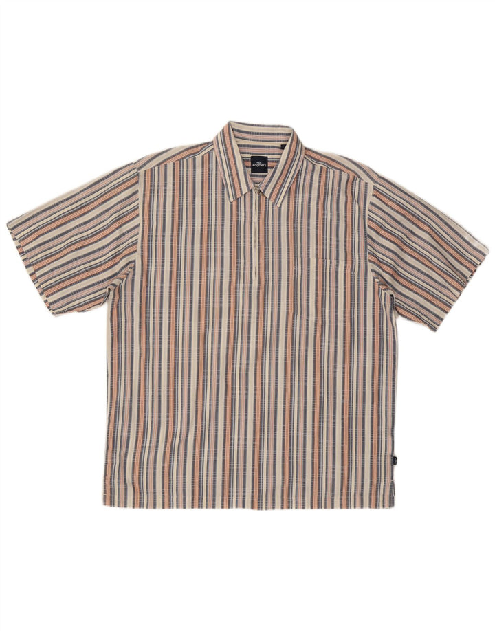 Engbers Camisa De Manga Corta Para Hombre De Algodón A Rayas Multicolor Grande