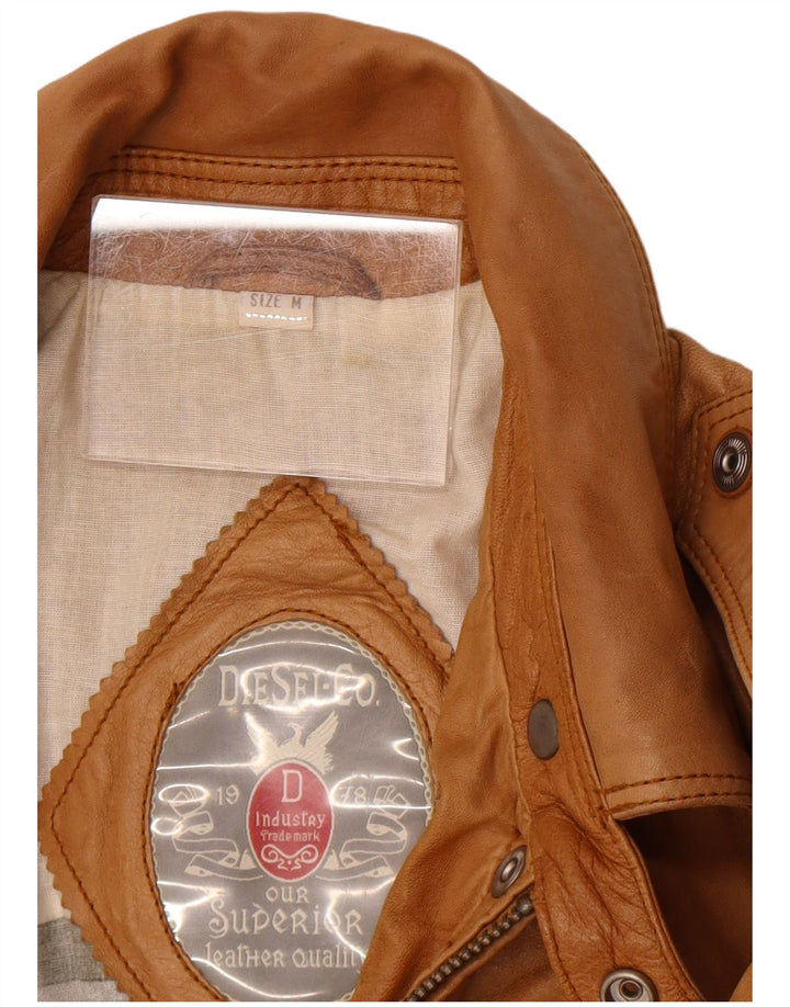 Diesel Chaqueta de cuero para hombre UK 38 Cuero beige medio