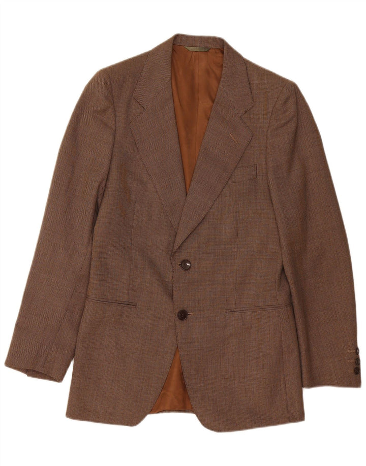 Vintage Hombres 2 Botones Blazer Chaqueta IT 48 Poliéster Marrón Medio