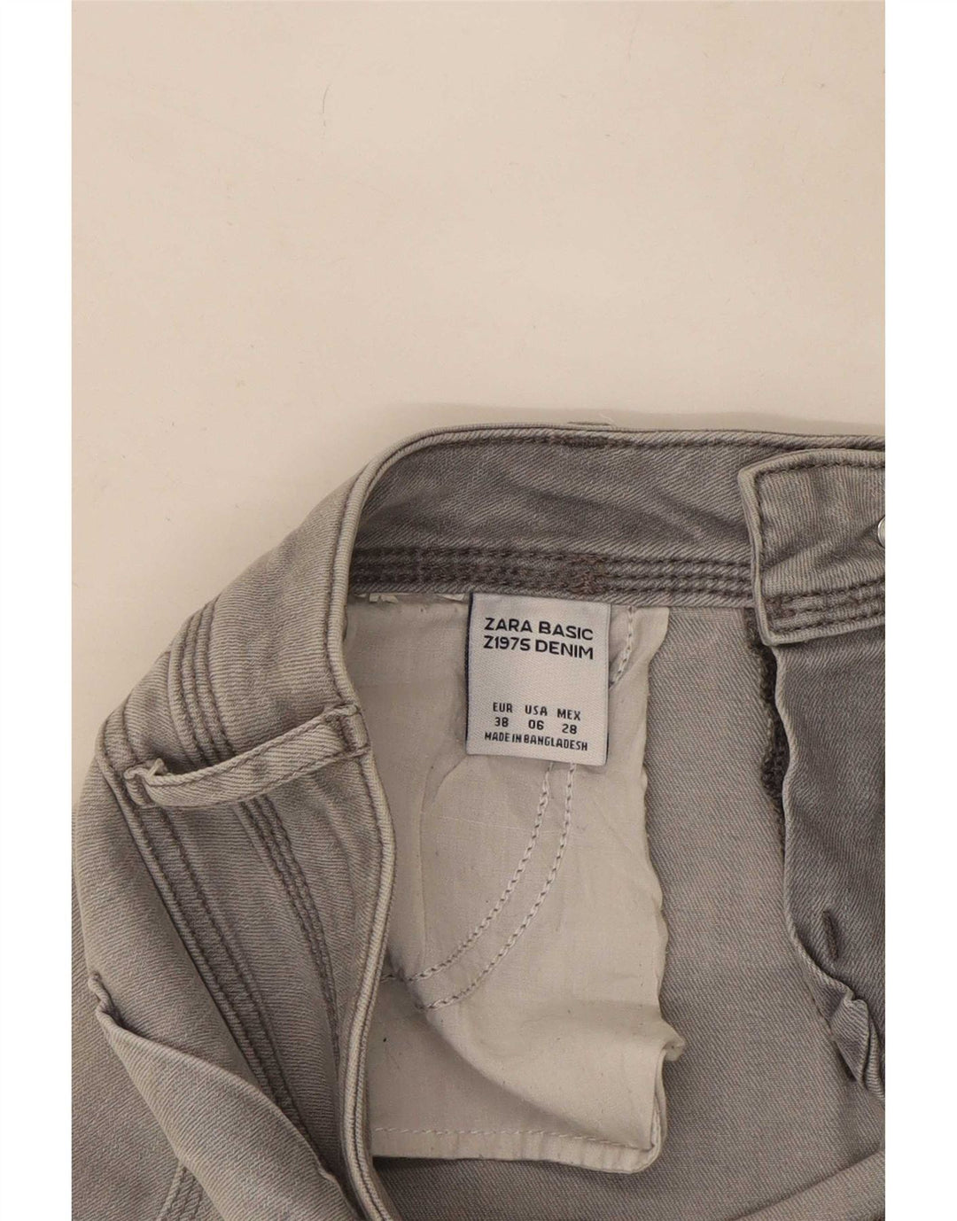 Zara Jeans Cortos Para Mujer EU 38 Small W28 L24 Gris