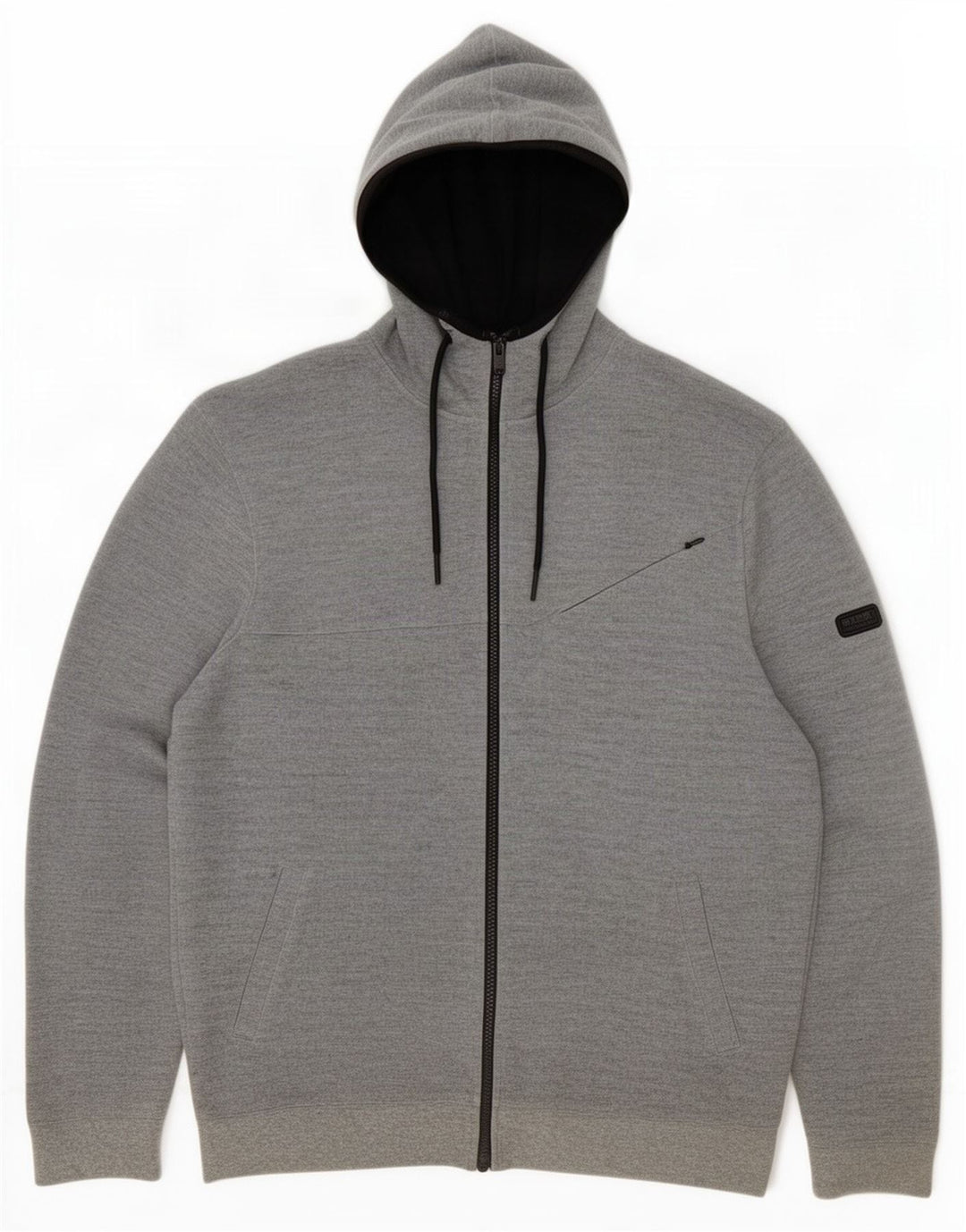 Barbour Hombres Zip Sudadera Con Capucha Suéter Grande Gris Poliéster