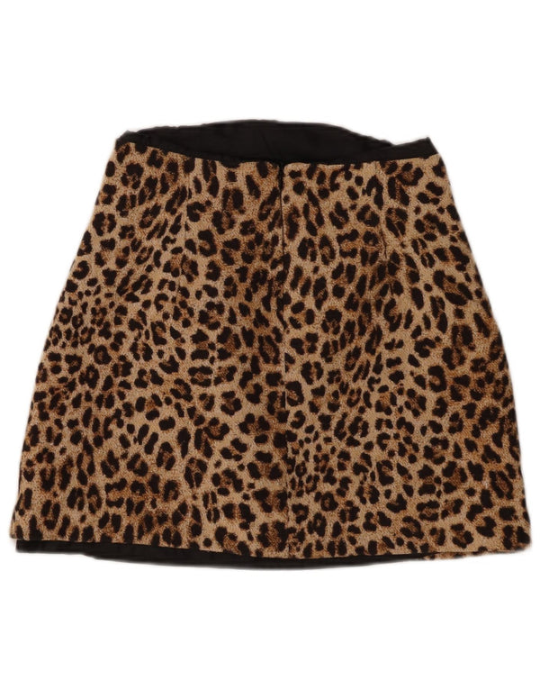 Minifalda Zara Mujer Small W26 Estampado Animal Marrón