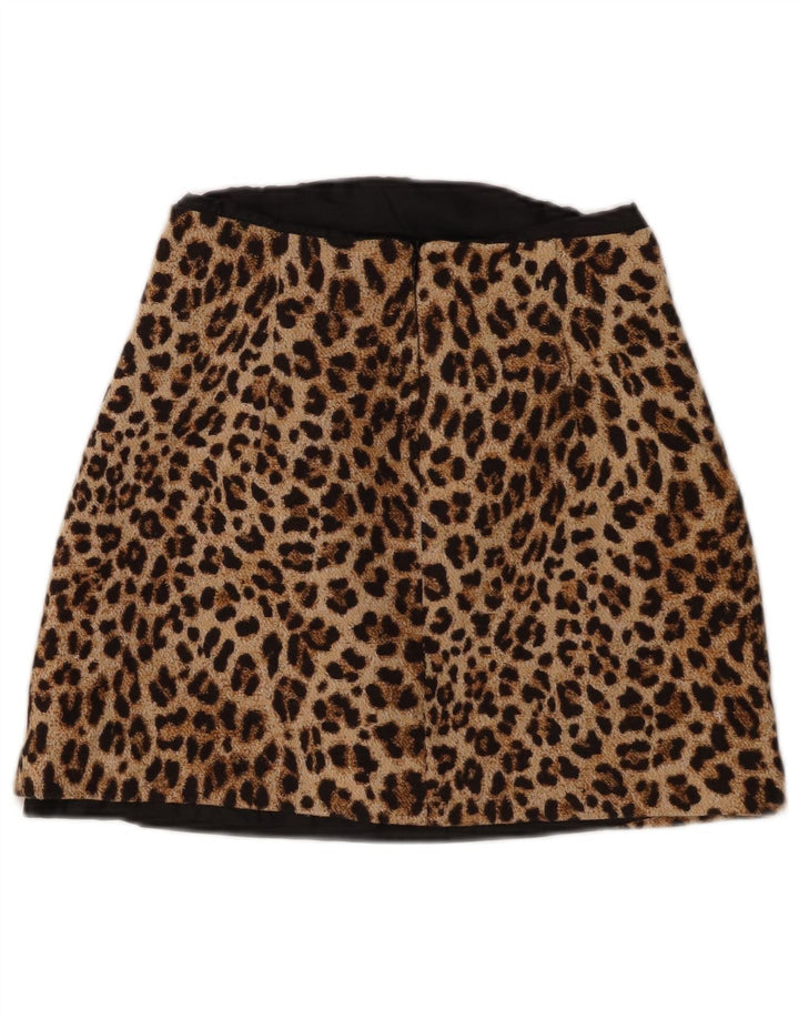 Minifalda Zara Mujer Small W26 Estampado Animal Marrón