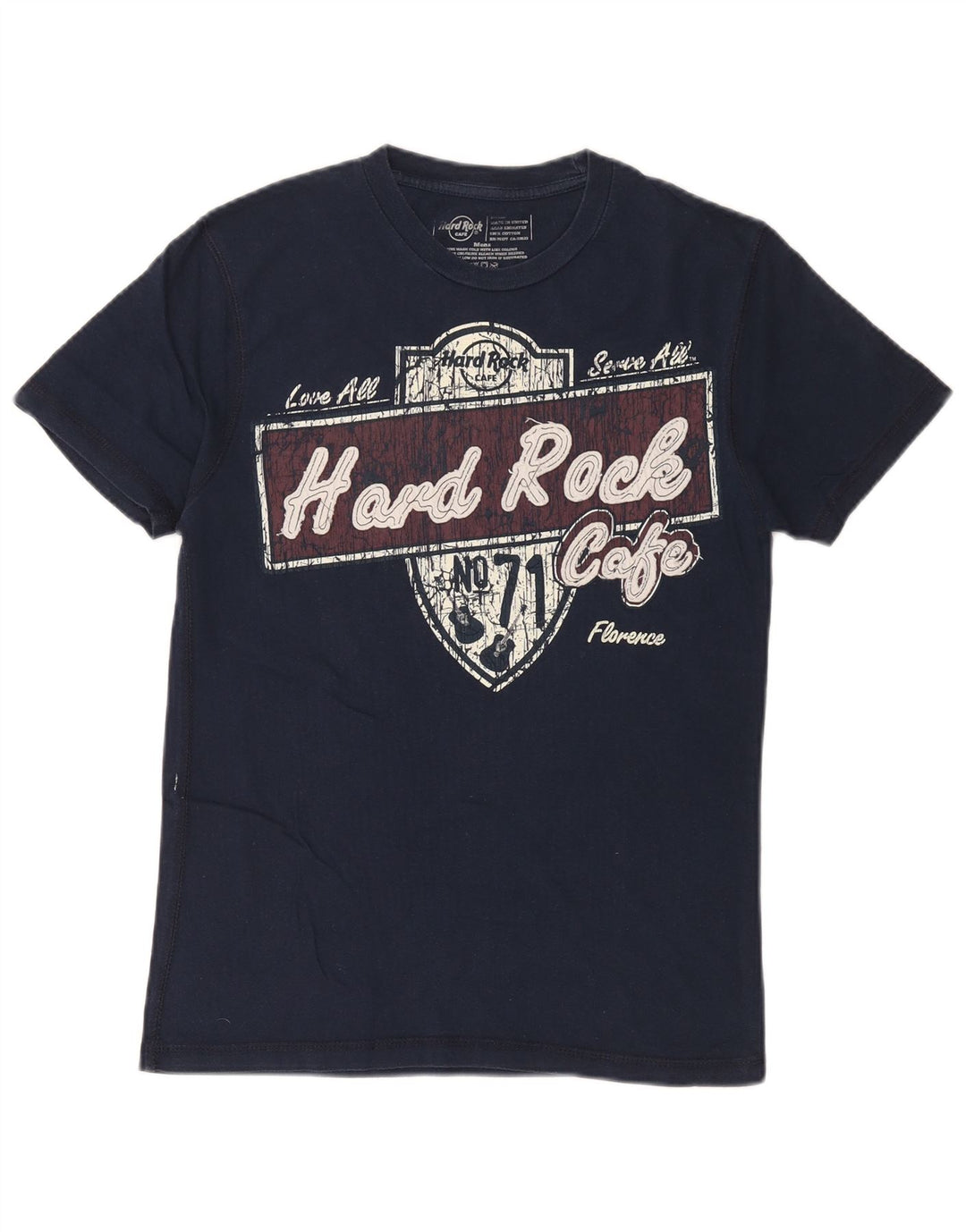 HARD ROCK CAFE Camiseta estampada Florence para hombre Top pequeño de algodón azul marino