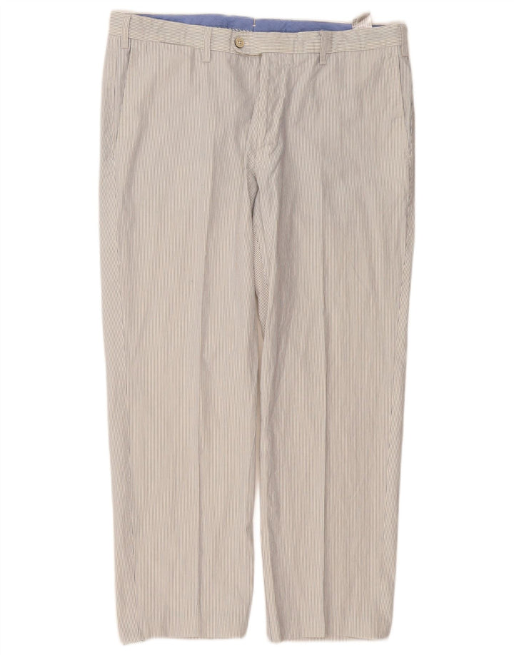 MASSIMO DUTTI Pantalón de Traje Recto Hombre EU 46 XL W36 L27 Blanco Rayas