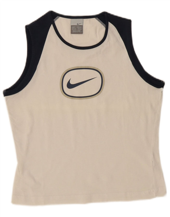 Nike Top corto sin mangas para mujer UK 10/12 Medium White Colourblock