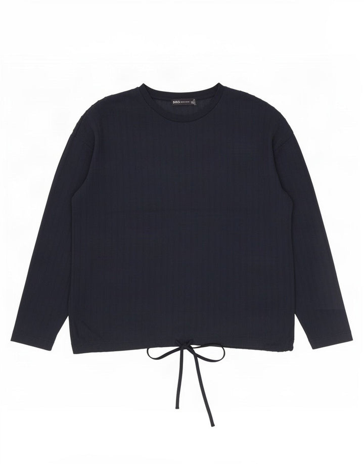 Marks & Spencer Top para mujer de manga larga UK 40 Medio azul marino Poliéster