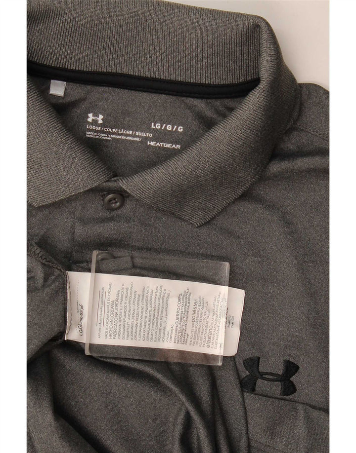 Under Armour Polo Heat Gear para hombre, poliéster gris grande