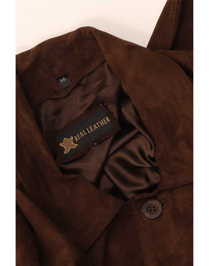 Vintage hombres ante bomber chaqueta IT 56 2XL cuero marrón