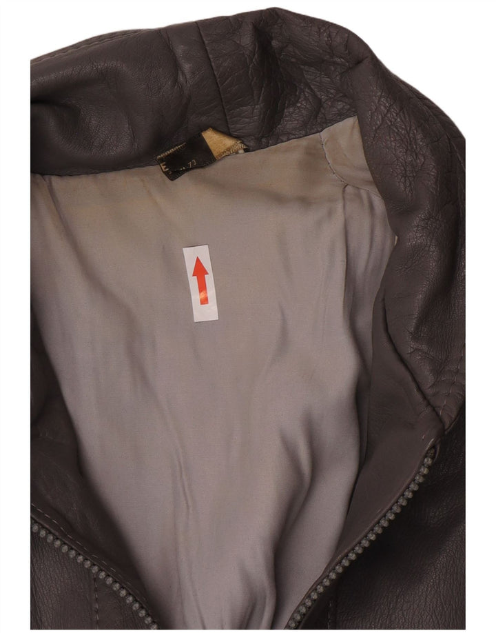 Chaqueta de cuero vintage para hombre IT 48 cuero gris medio