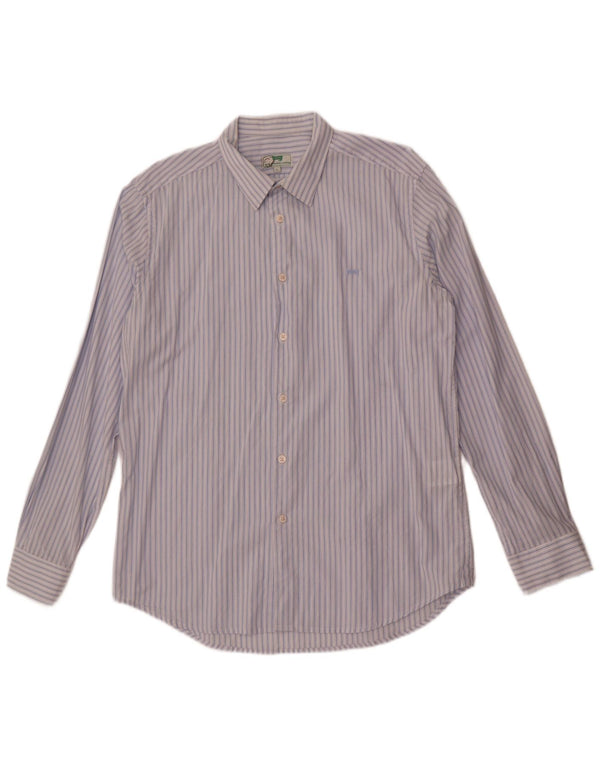 Camisa Carrera Hombre Grande Algodón Rayas Azules