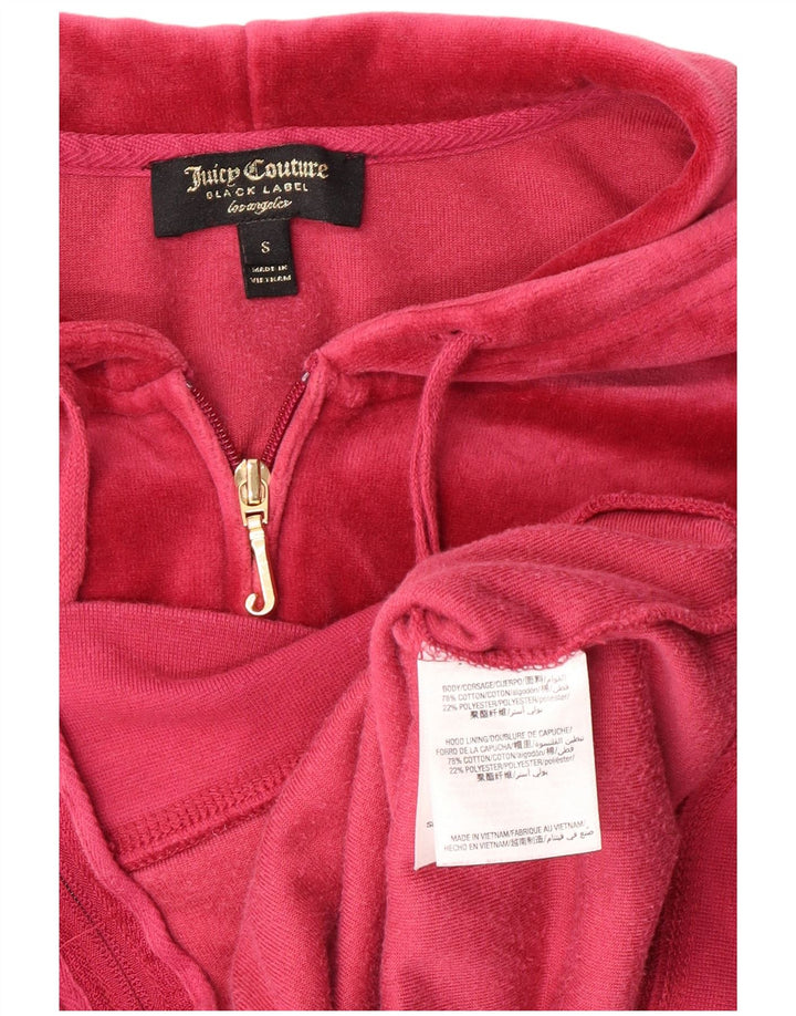 JUICY COUTURE Suéter con capucha de terciopelo con cremallera para mujer UK 10 Small Pink Cotton