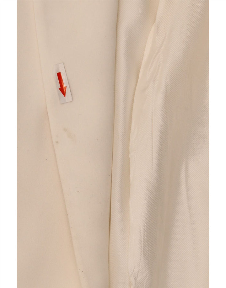 Zara Mujer Chaqueta Americana Abierta Manga 3/4 UK 40 XL Blanco