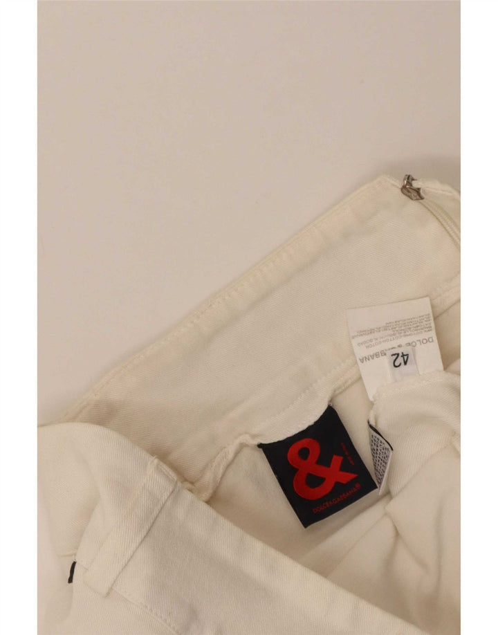 Dolce & Gabbana Falda Recta Mujer IT 42 Mediana W30 Algodón Blanco