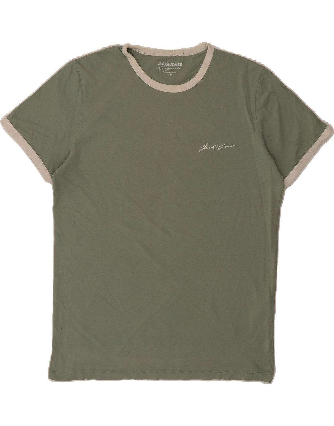 JACK & JONES Mens T-Shirt Top Medium Green Cotton Vintage Jack & Jones and Second-Hand Jack & Jones from Messina Hembry 