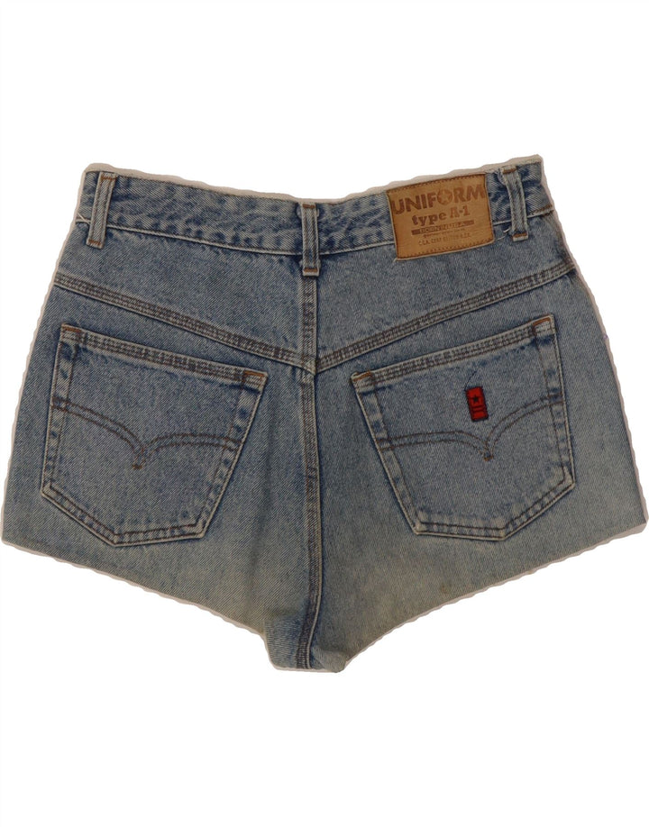 UNIFORM Womens High Waist Denim Hot Pants W28 Medium Blue Vintage Uniform and Second-Hand Uniform from Messina Hembry 