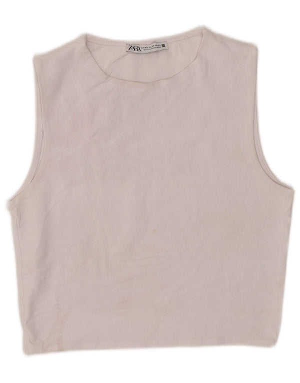 Zara Mujer Crop Vest Top UK 4 XS Algodón Blanco