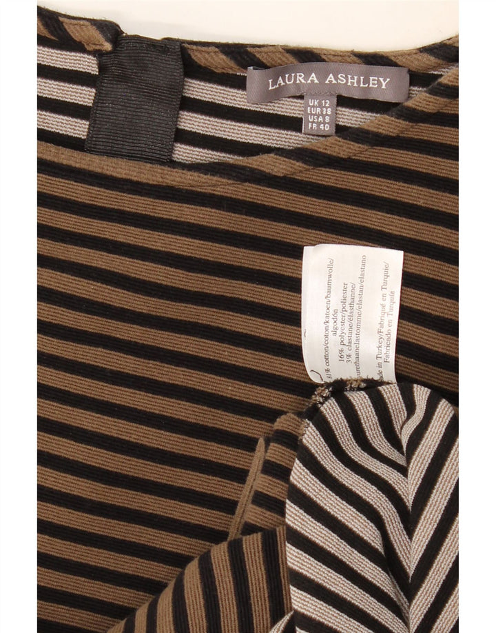 LAURA ASHLEY Vestido recto de manga 3/4 para mujer UK 42 Medio Beige Rayas