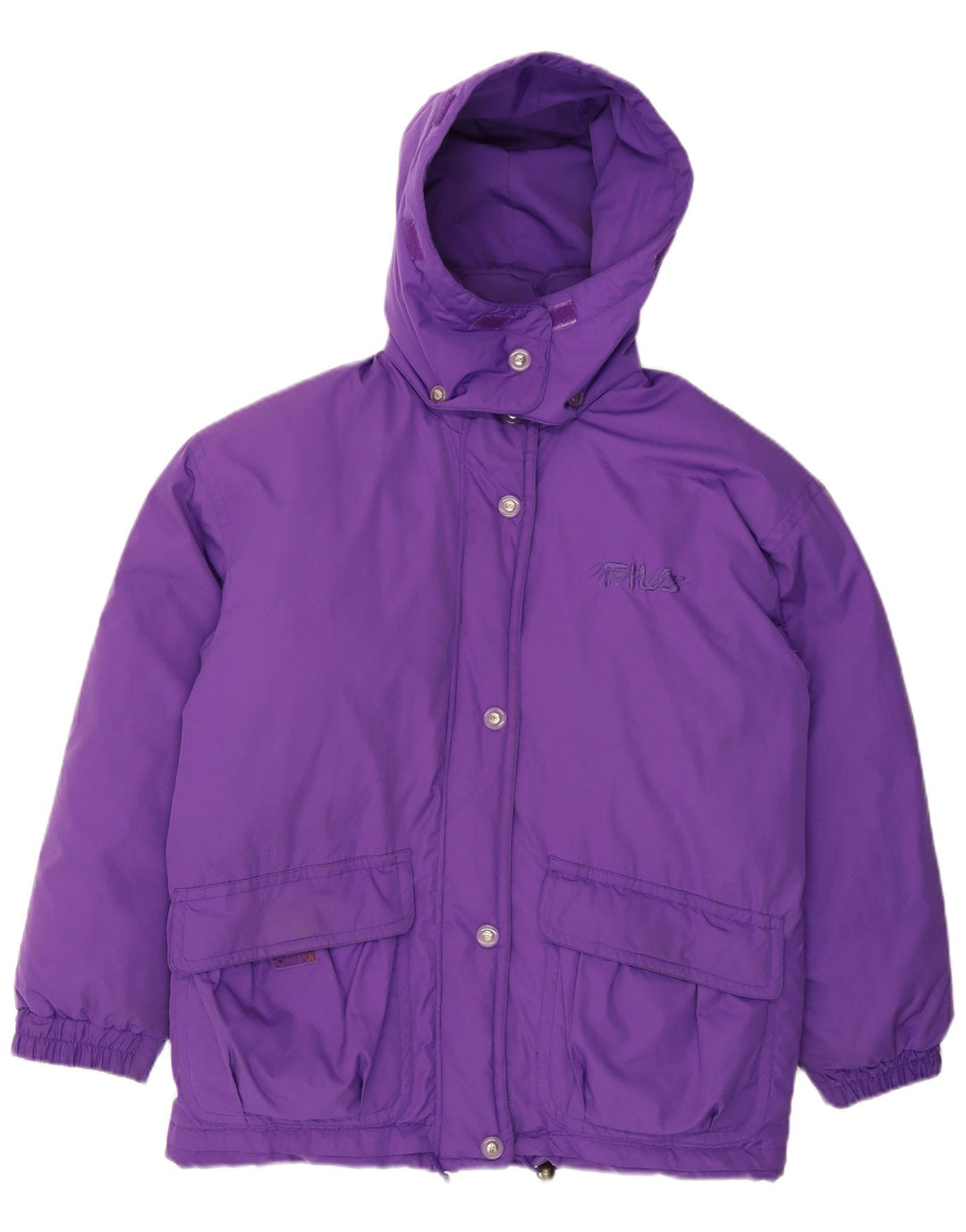 Fila Mujer Chaqueta Acolchada Extragrande Con Capucha IT 44 Poliéster Morado Medio