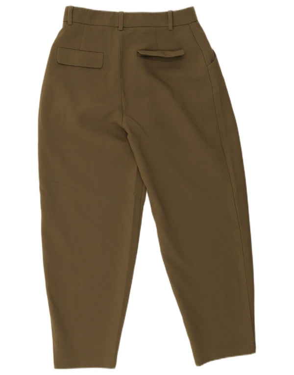 Zara Mujer Pantalones Cortos De Talle Alto Y Corte Holgado XS W24 L24 Caqui