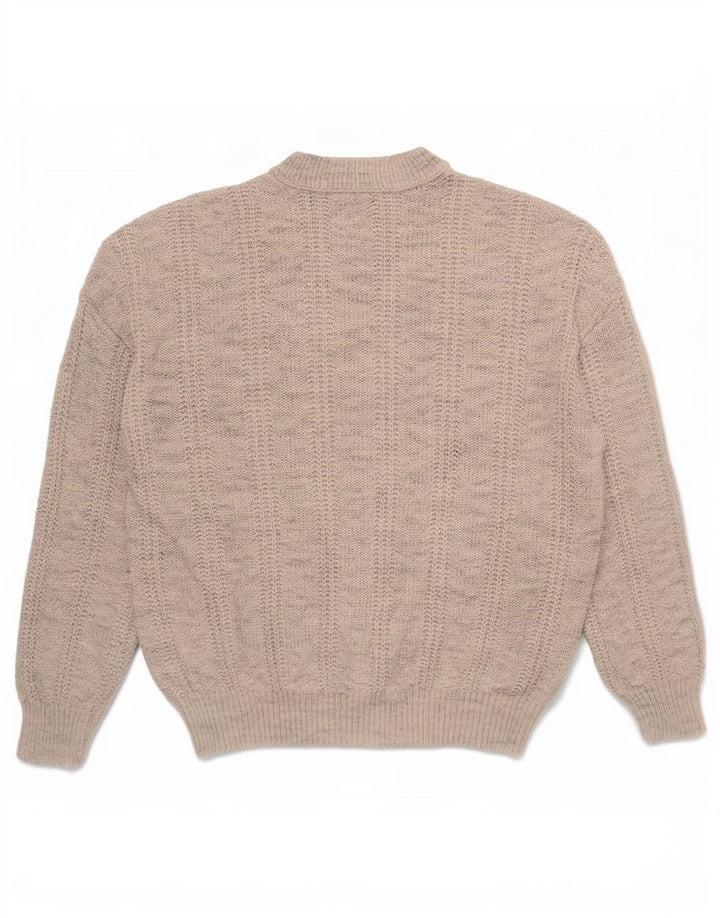 Vintage hombres gráfico cuello redondo jersey suéter medio gris moteado acrílico
