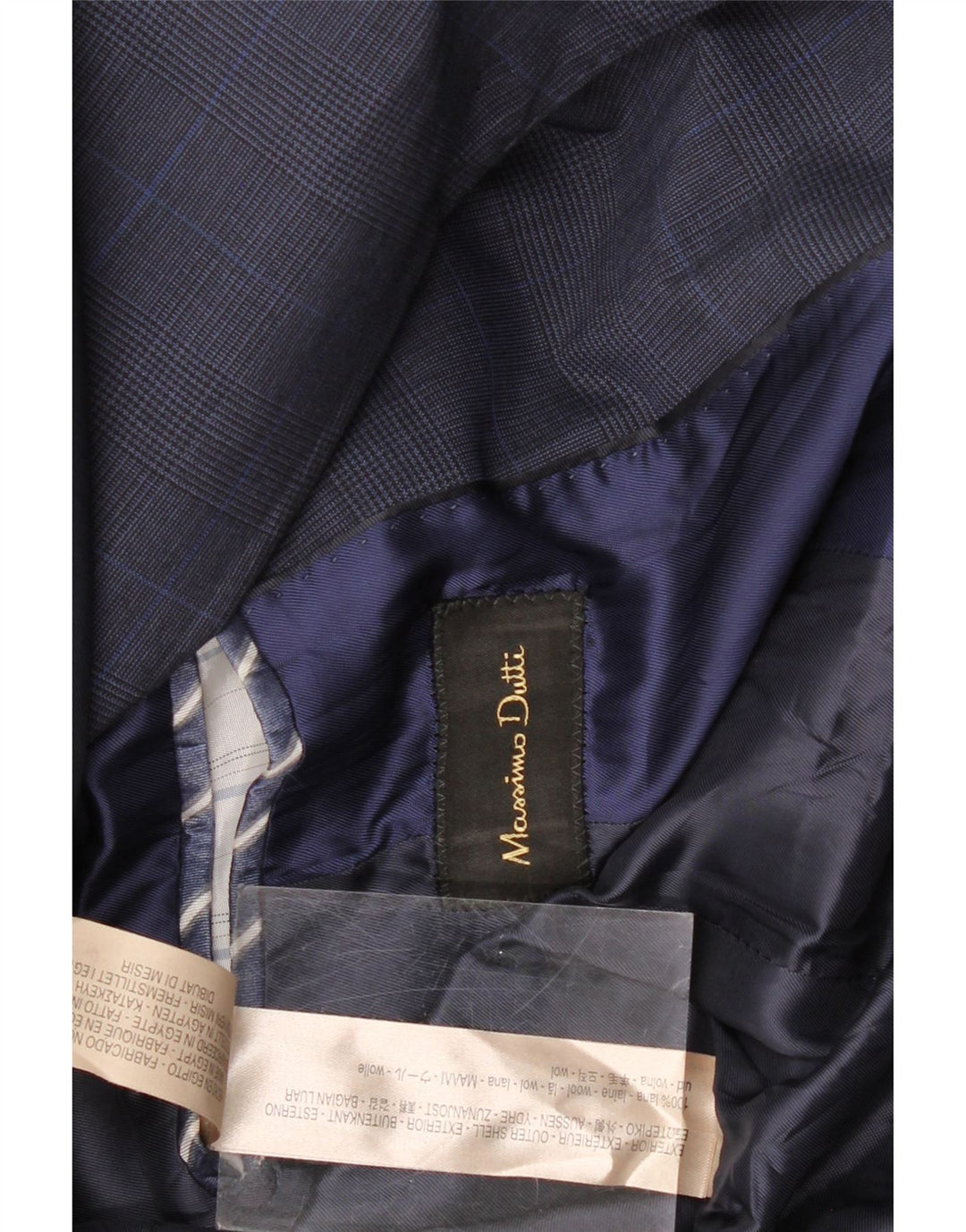 MASSIMO DUTTI Chaqueta tipo blazer de 2 botones para hombre EU 56 XL Azul marino Pata de gallo