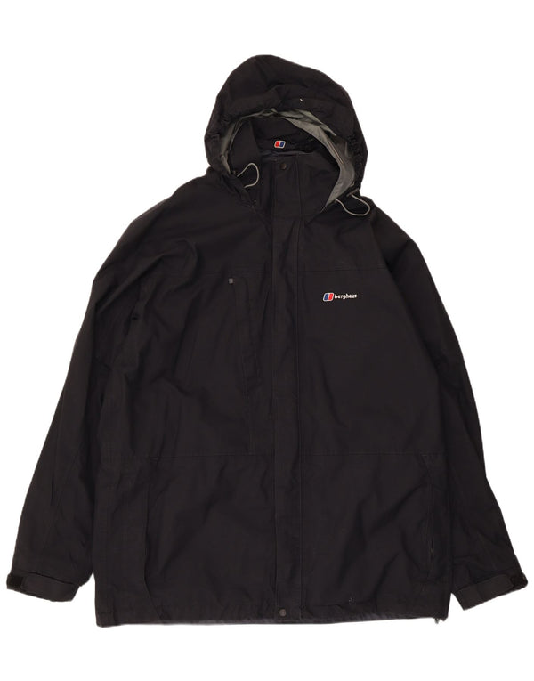 Berghaus Chaqueta impermeable con capucha para hombre UK 42 XL Nylon negro