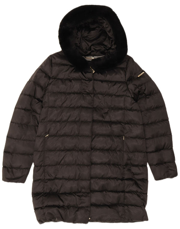 Geox Mujer Respira Abrigo acolchado extragrande con capucha UK 10 Small Black