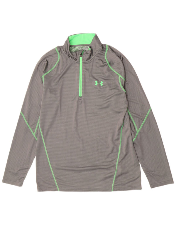 Under Armour Hombres Zip Neck Top Manga Larga Grande Gris Poliéster Deportes