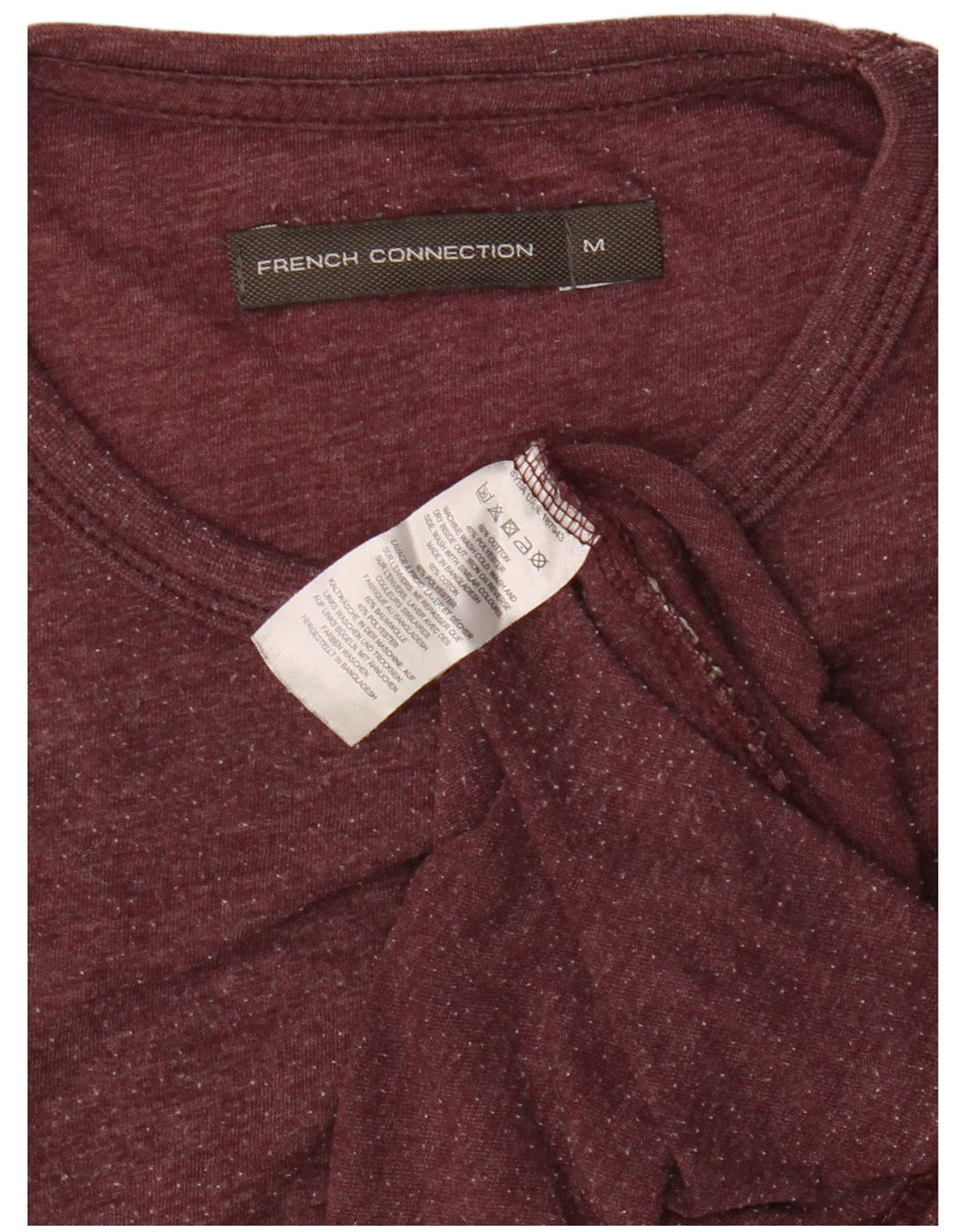 FRENCH CONNECTION Camiseta para hombre Top Medium Borgoña Algodón