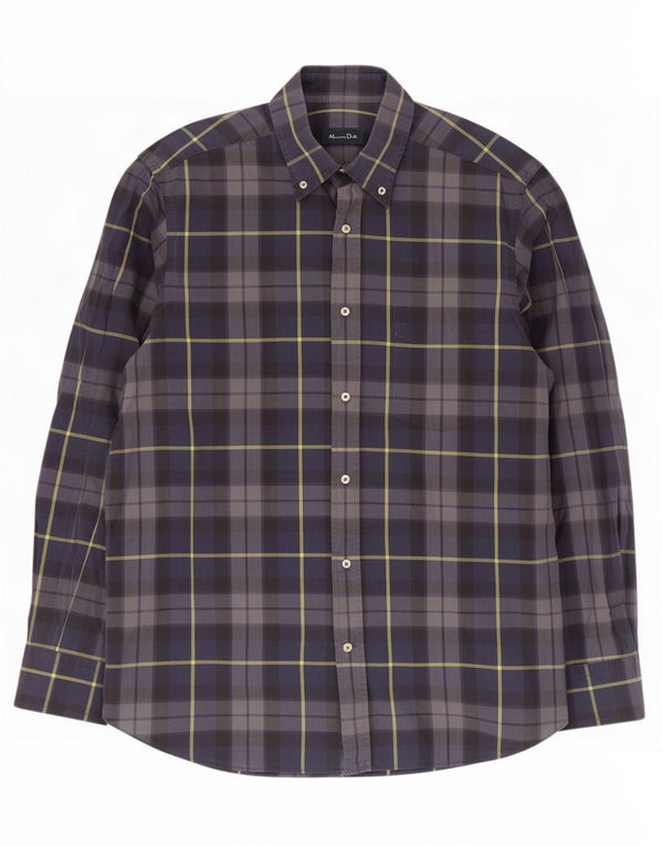 Camisa Massimo Dutti Hombre Large Cuadros Azul Marino Algodón
