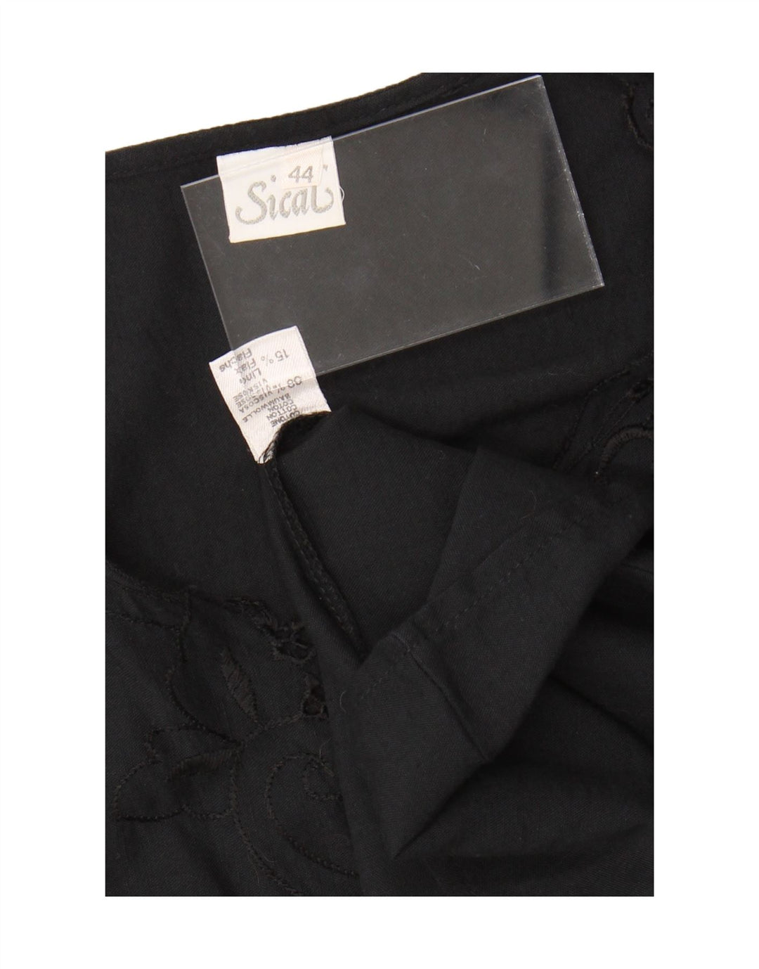 VINTAGE Blusa de Mujer Top IT 44 Algodón Floral Negro Medio