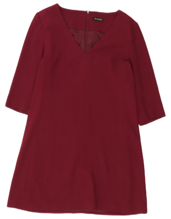 Massimo Dutti Vestido Vaina Manga 3/4 Mujer EU 40 Medium Borgoña