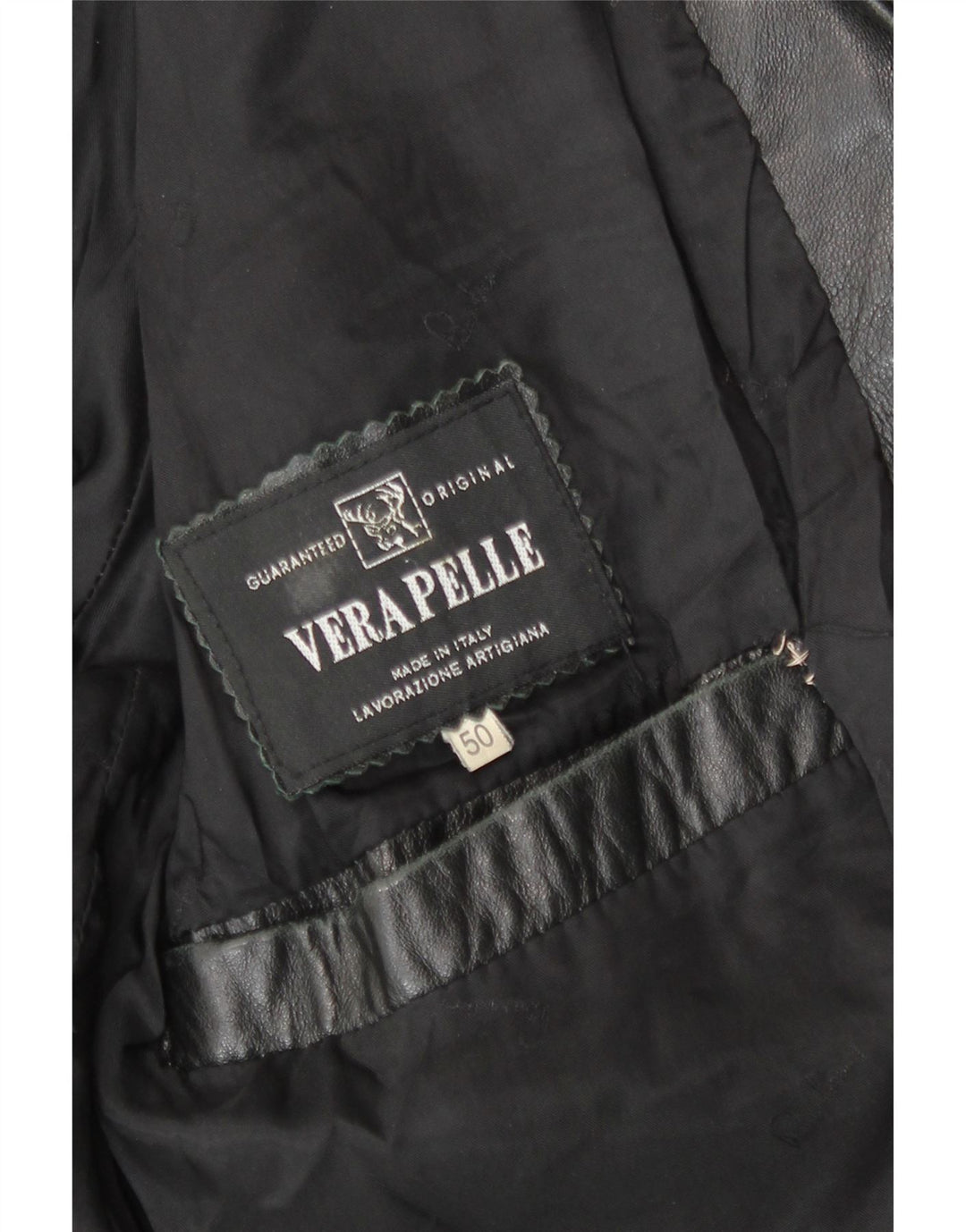 Chaqueta de cuero vintage para hombre IT 50 cuero gris grande