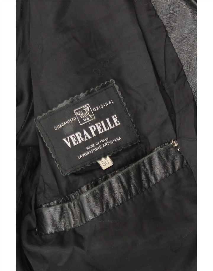 Chaqueta de cuero vintage para hombre IT 50 cuero gris grande
