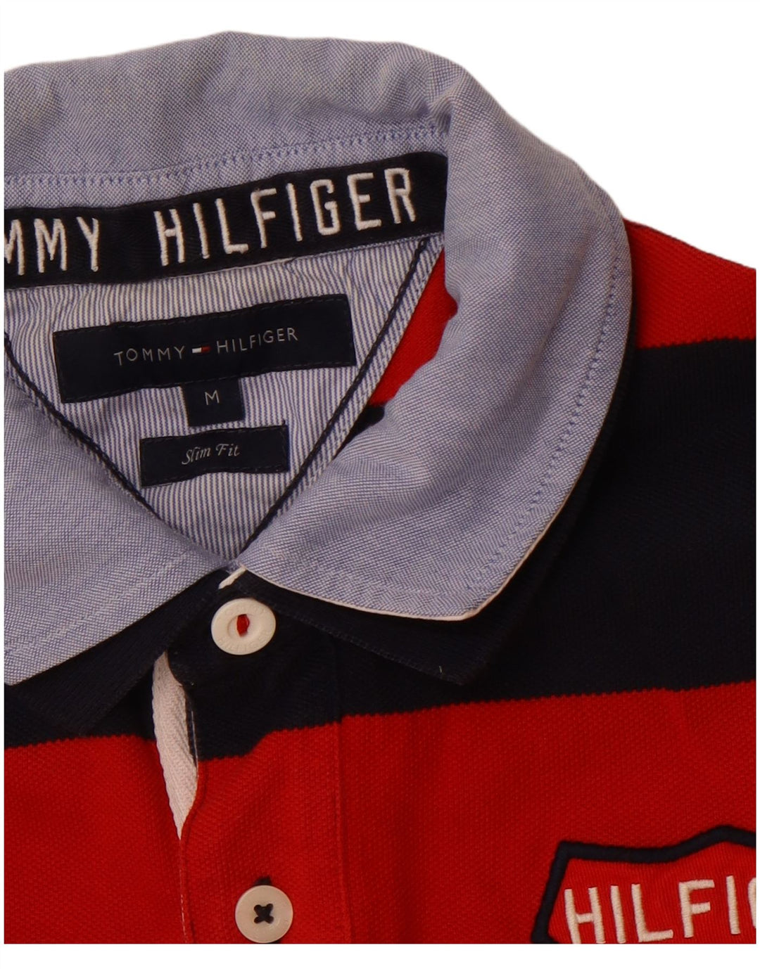 TOMMY HILFIGER Polo de rugby con gráfico y corte entallado para hombre Rayas rojas medianas