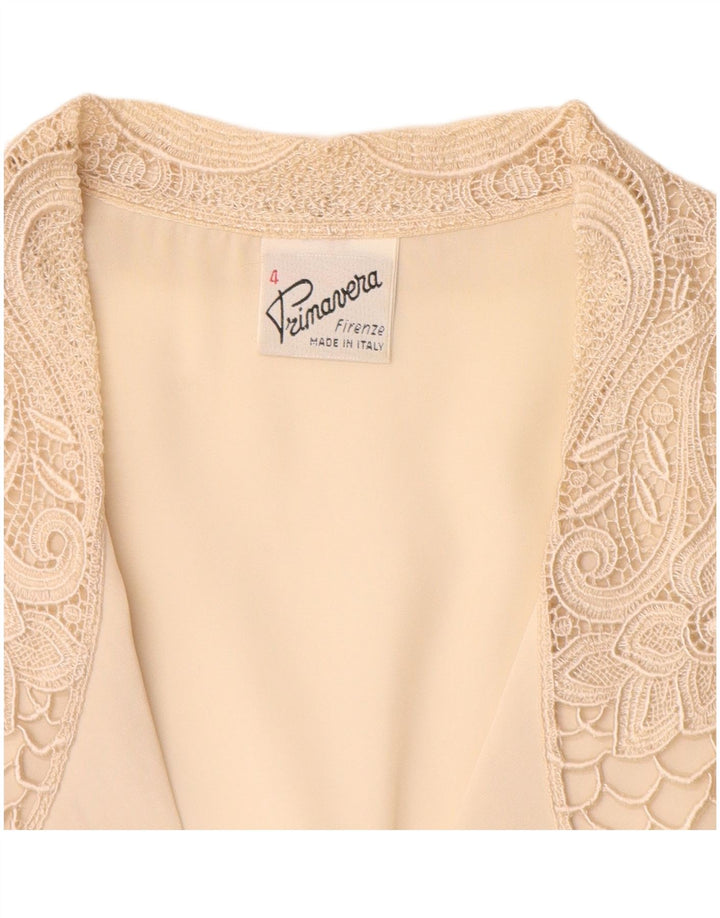 PRIMAVERA FIRENZE Blusa de manga corta para mujer UK 40 XL Beige