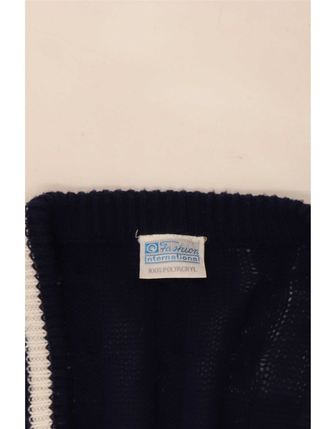 Vintage Mens Cardigan Suéter IT 48/50 Medio Azul Marino Rayas Poliéster