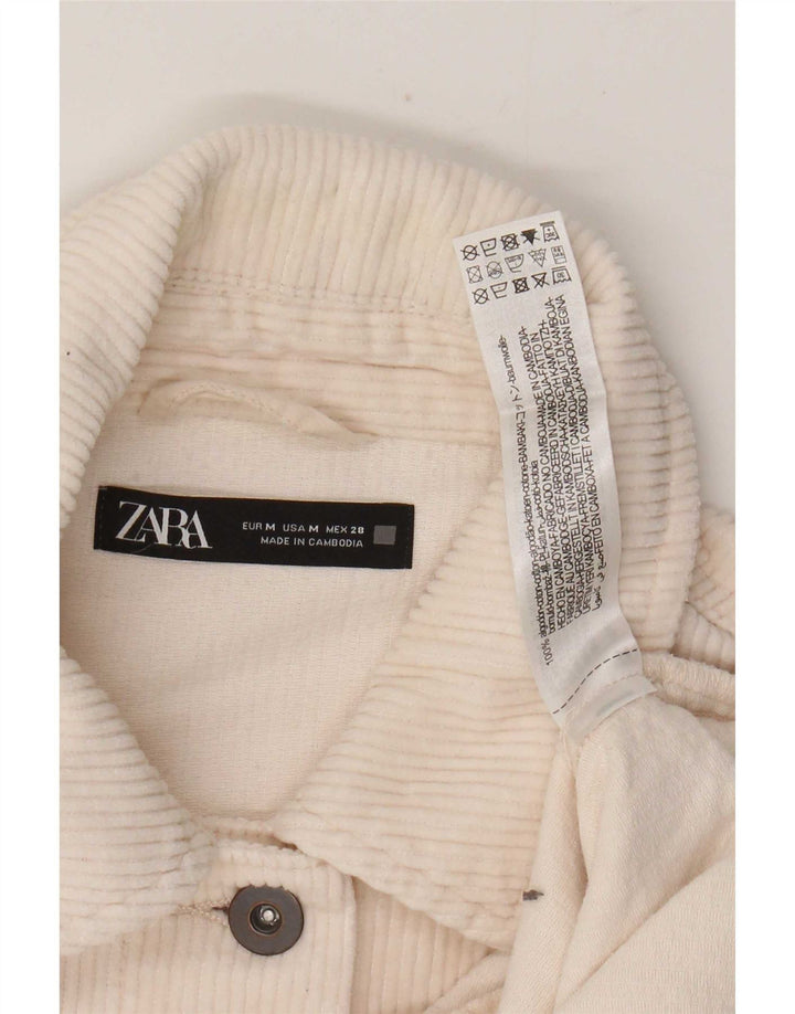 Zara Chaqueta de pana extragrande para mujer Reino Unido 14 Mediana de algodón blanco roto