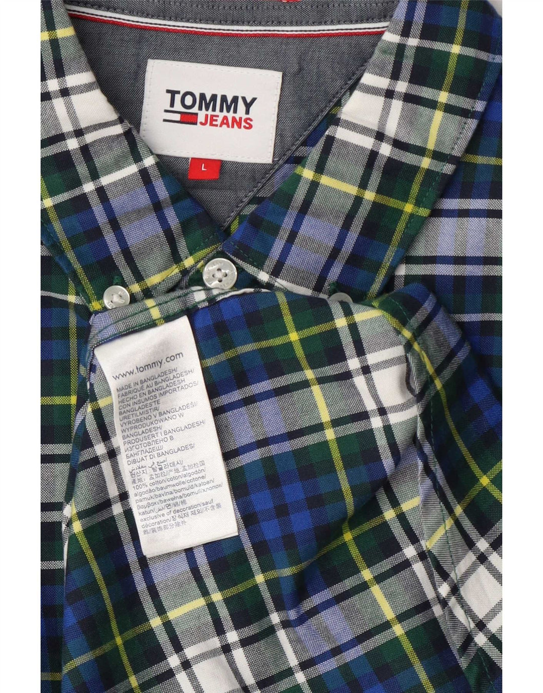 Tommy Hilfiger Camisa De Franela De Algodón A Cuadros Azul Grande | Hombre